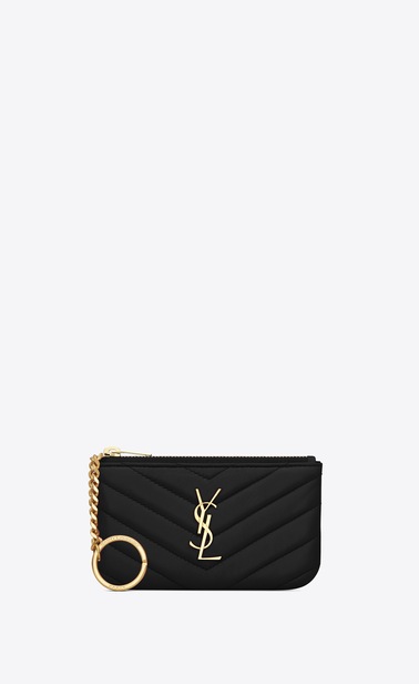 monogram key pouch in matelassé leather
